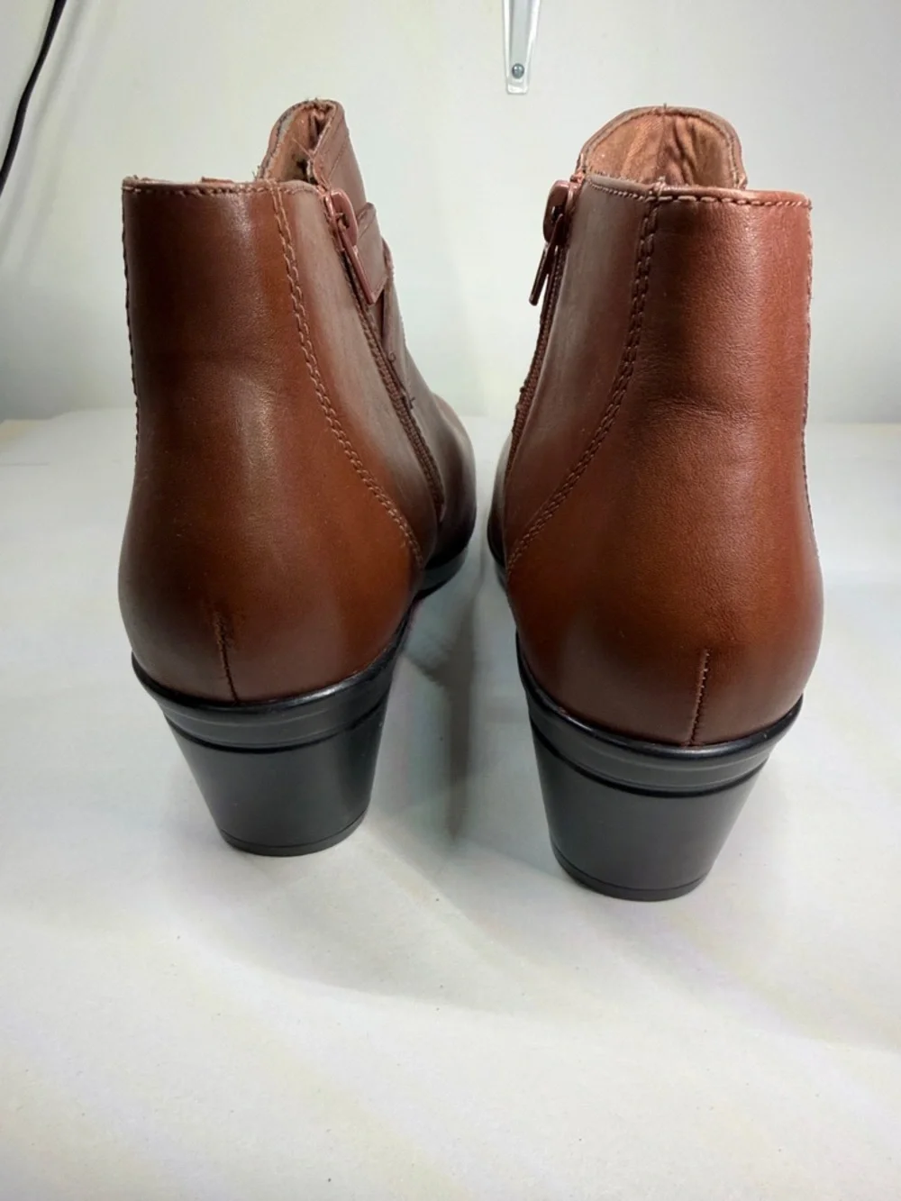 Women's Brown Leather Ankle Boots with Buckle Detail‎